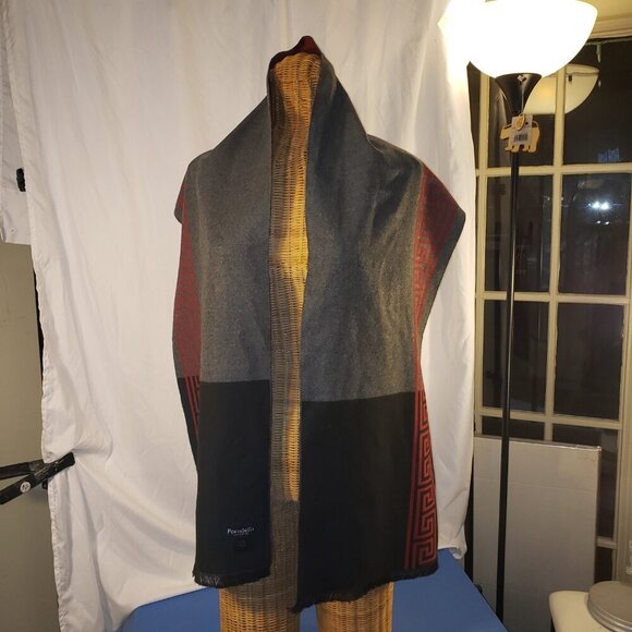 Men's Portabella Collection Winter Scarf - Red with Black Greek Key Design - Picture 5 of 8